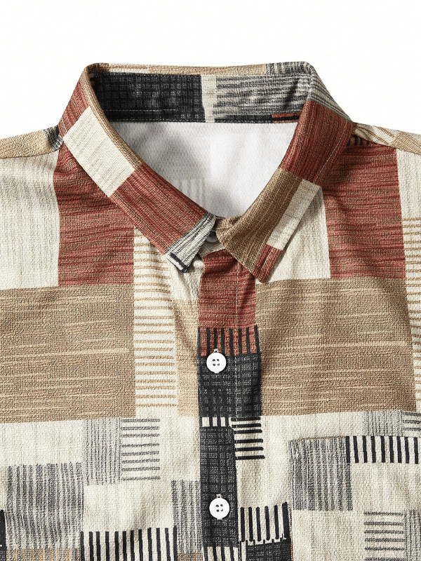 Camisa retro Hawaiian Vacation de manga corta para hombre