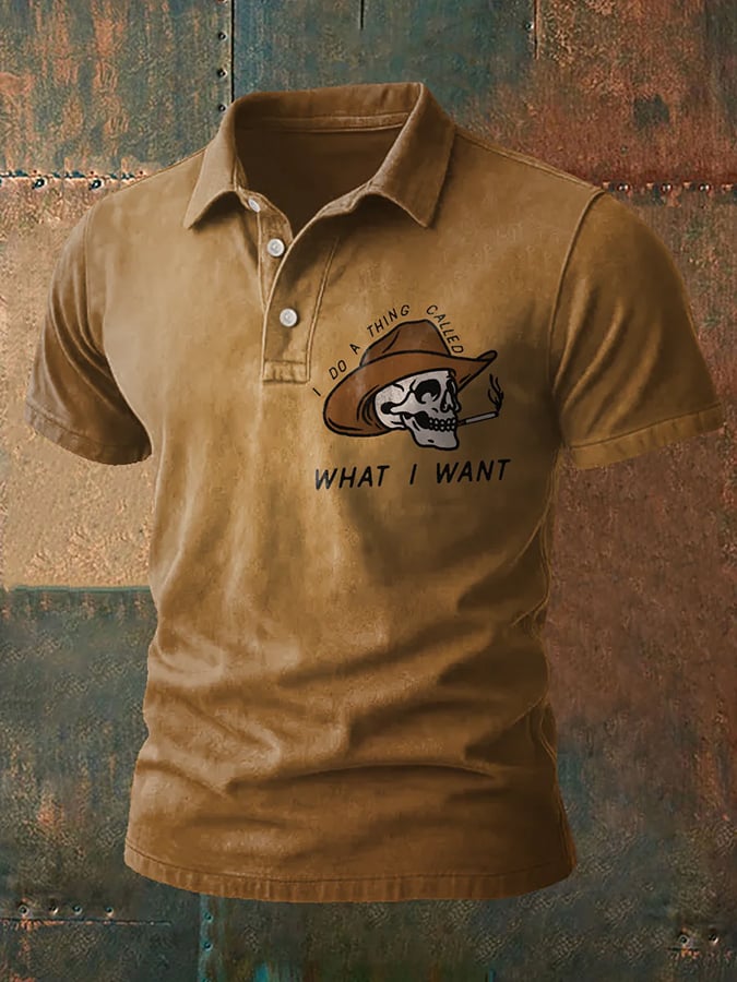 Camisa polo Western retro estampado para hombre