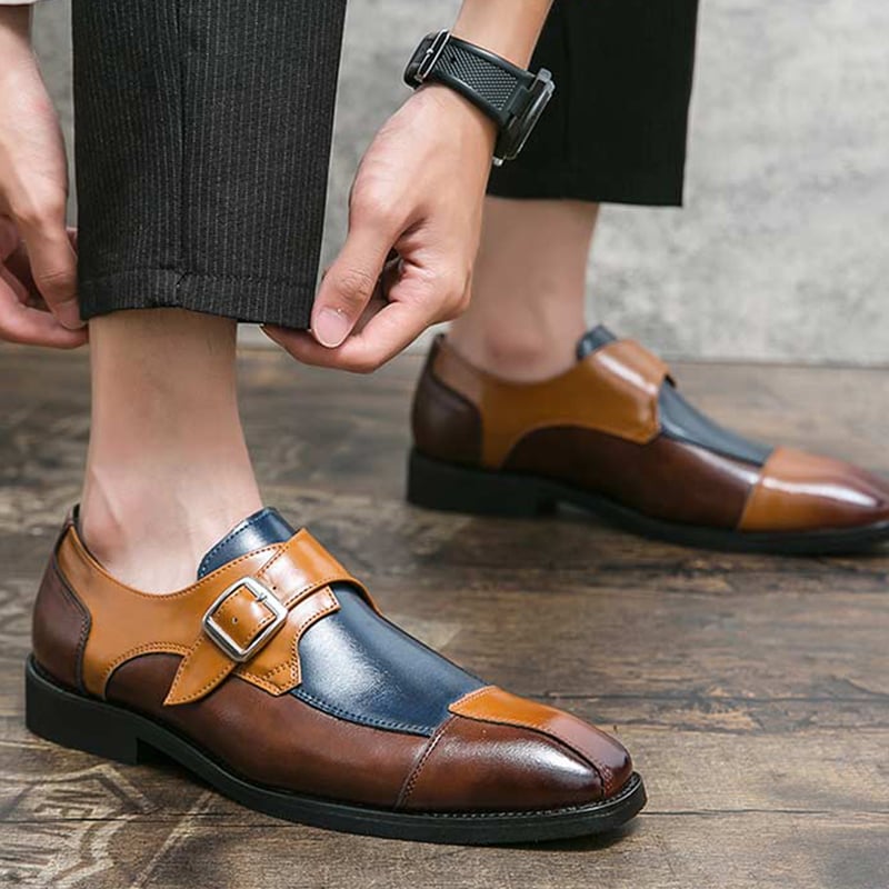 Zapatos Patchpara trabajo retro Punk casual Single Monk para hombre