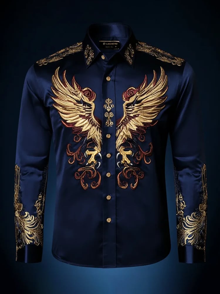 Camisa casual Abstract estampado de manga larga para hombre