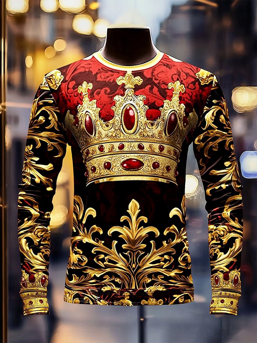 Camiseta Luxe Crown estampado de manga larga para hombre