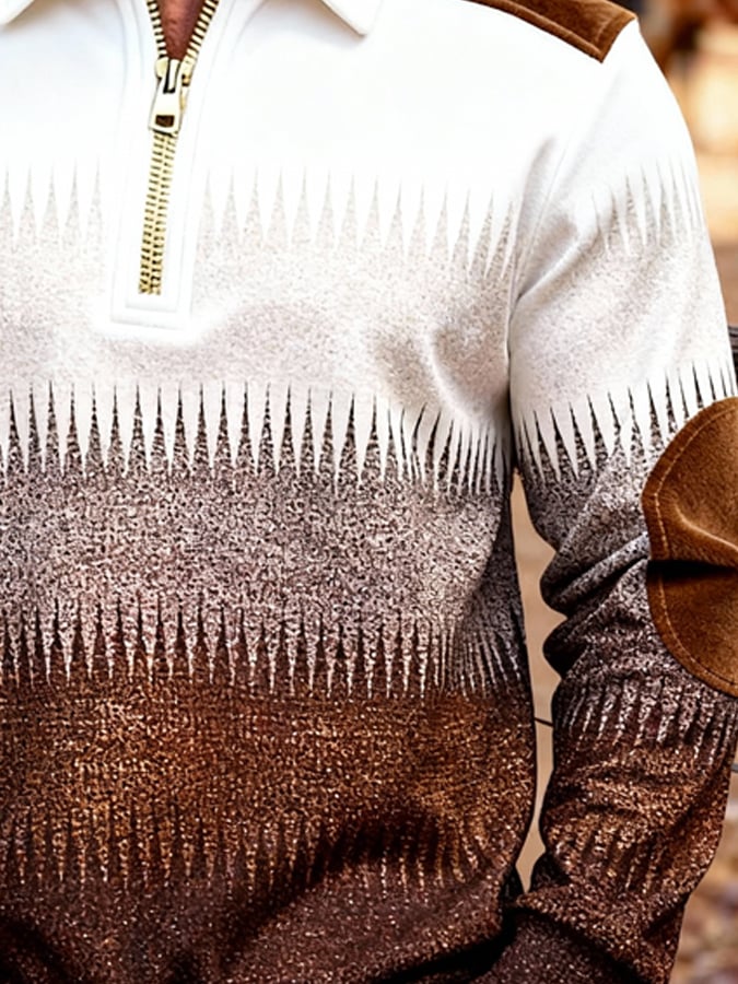 Sudadera retro en bloques de color estampado cierre para hombre