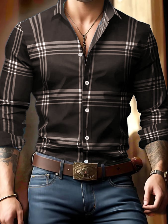 Ejecutivo Checkered Princamiseta para hombre