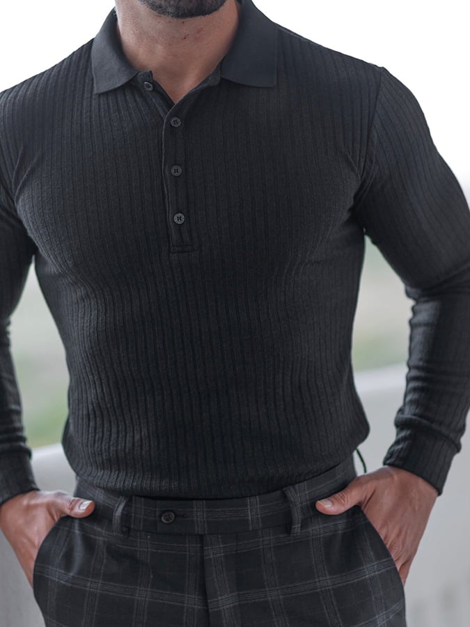 Casual Sports elástico Vertical rayas Polo Knicamiseta