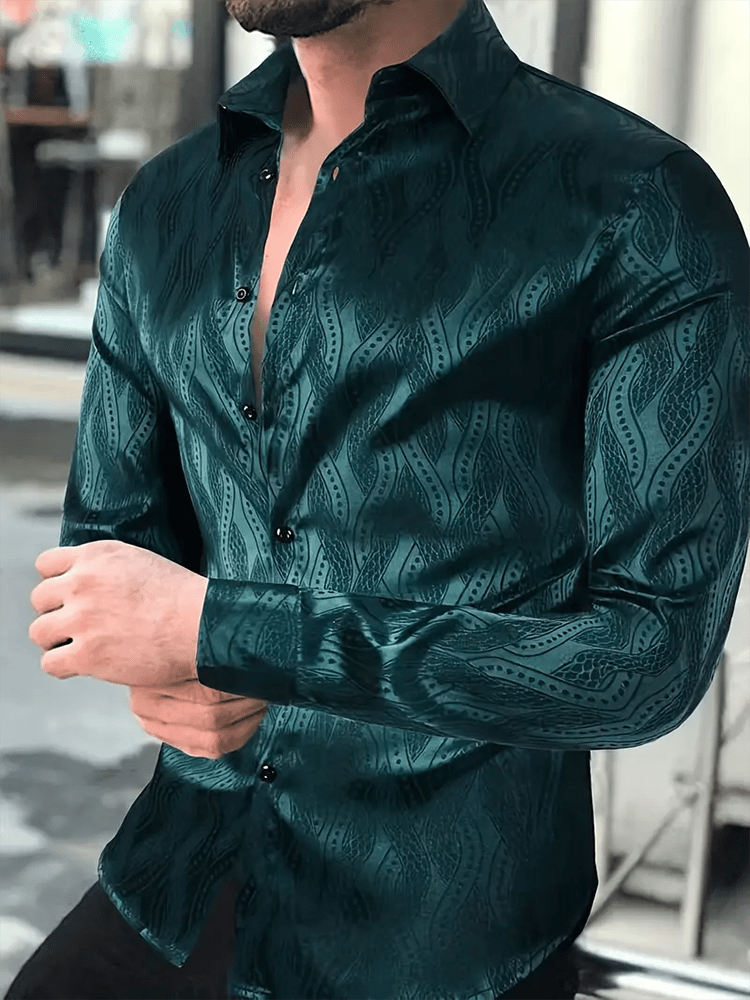 Camisa Street Style ejecutivo casual estampado de manga larga para hombre