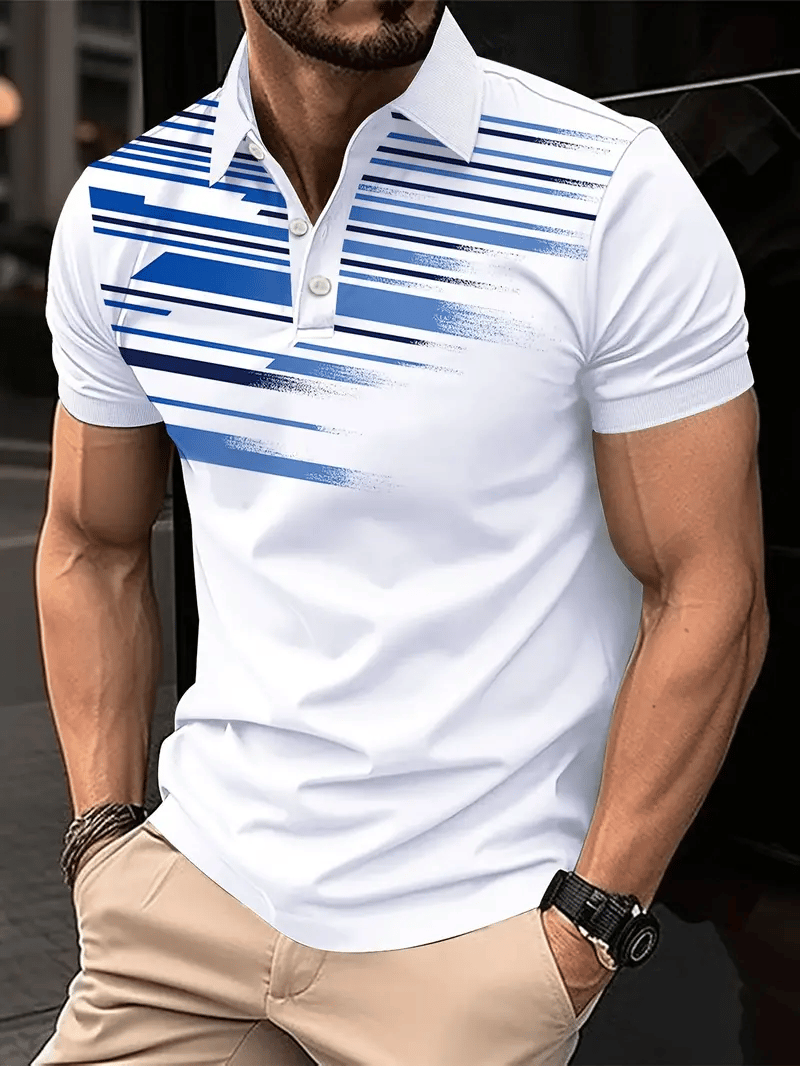 Camisa polo ejecutivo casual a rayas para hombre