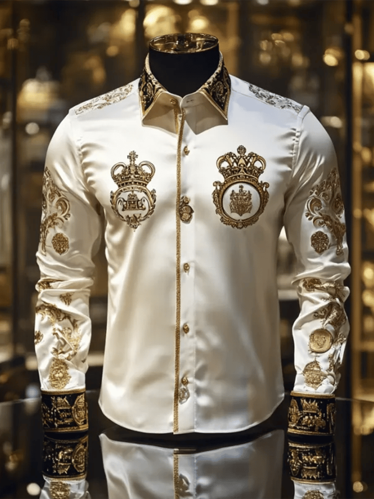 Camisa satén Luxe de manga larga con botones para hombre