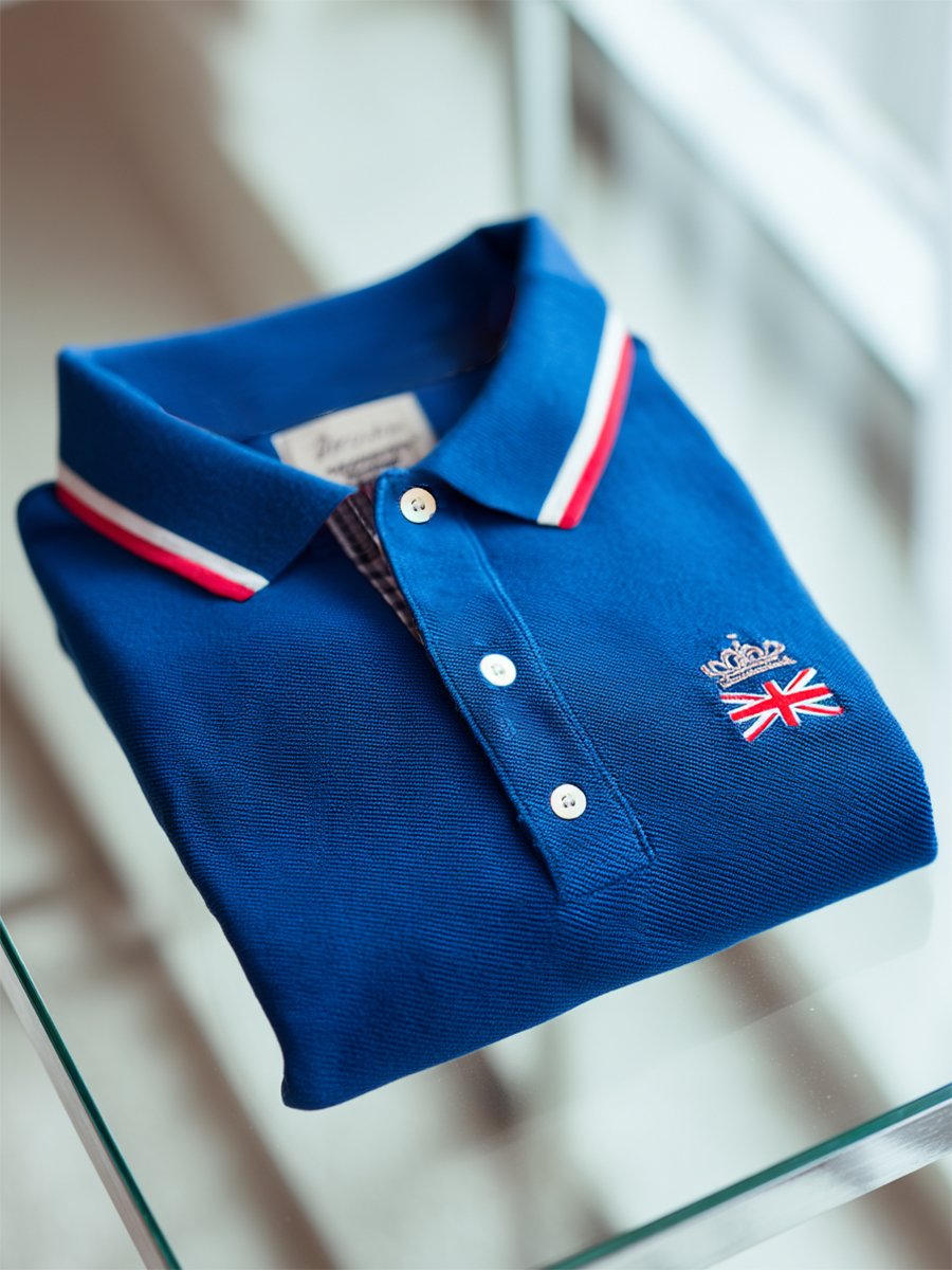 Camisa polo ejecutivo casual Union Jack Button de manga corta para hombre