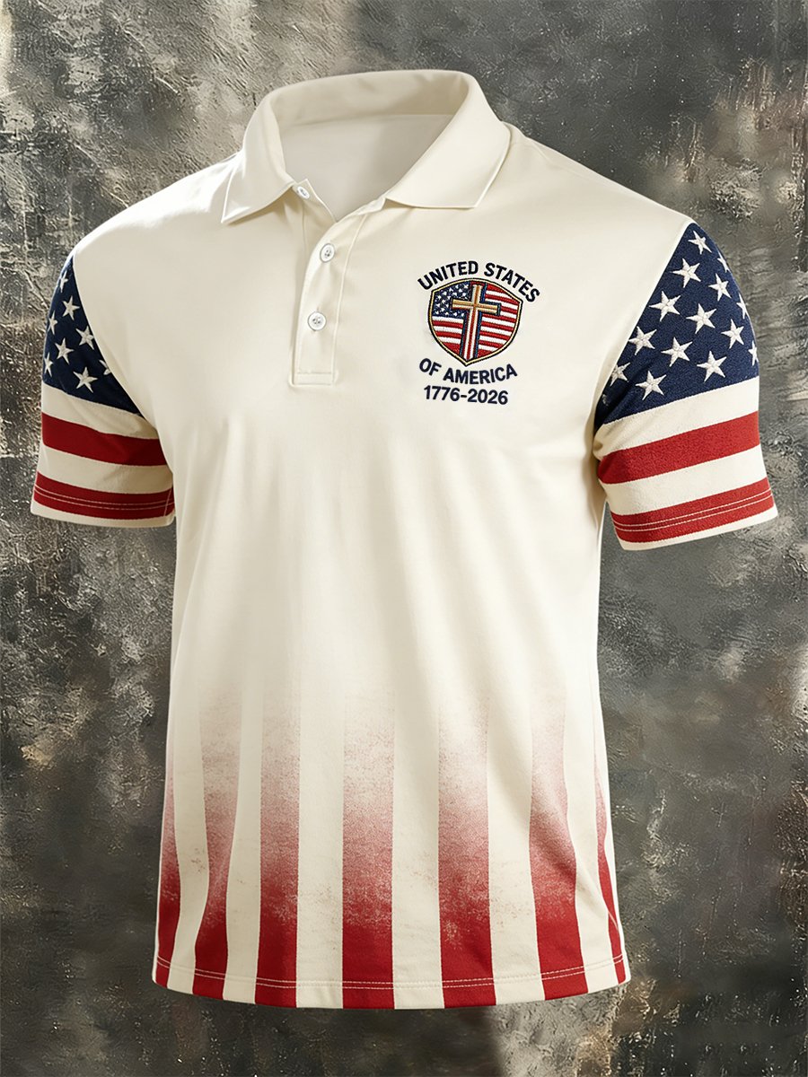 Camisa polo Faith America Anniversary de manga corta para hombre