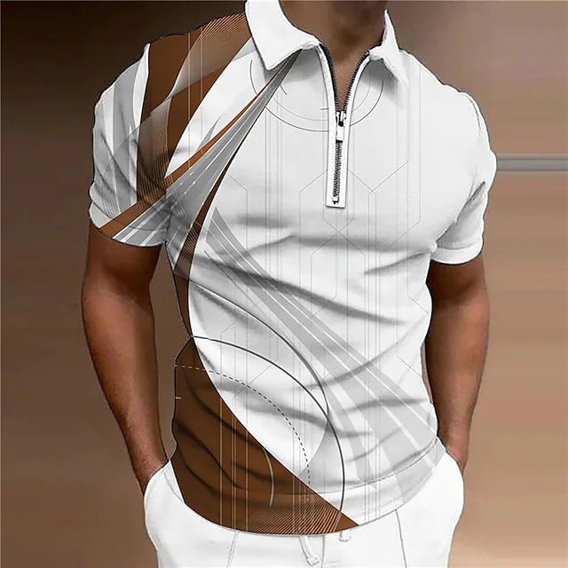 Camisa polo Contrast estampado casual Versatile para hombre