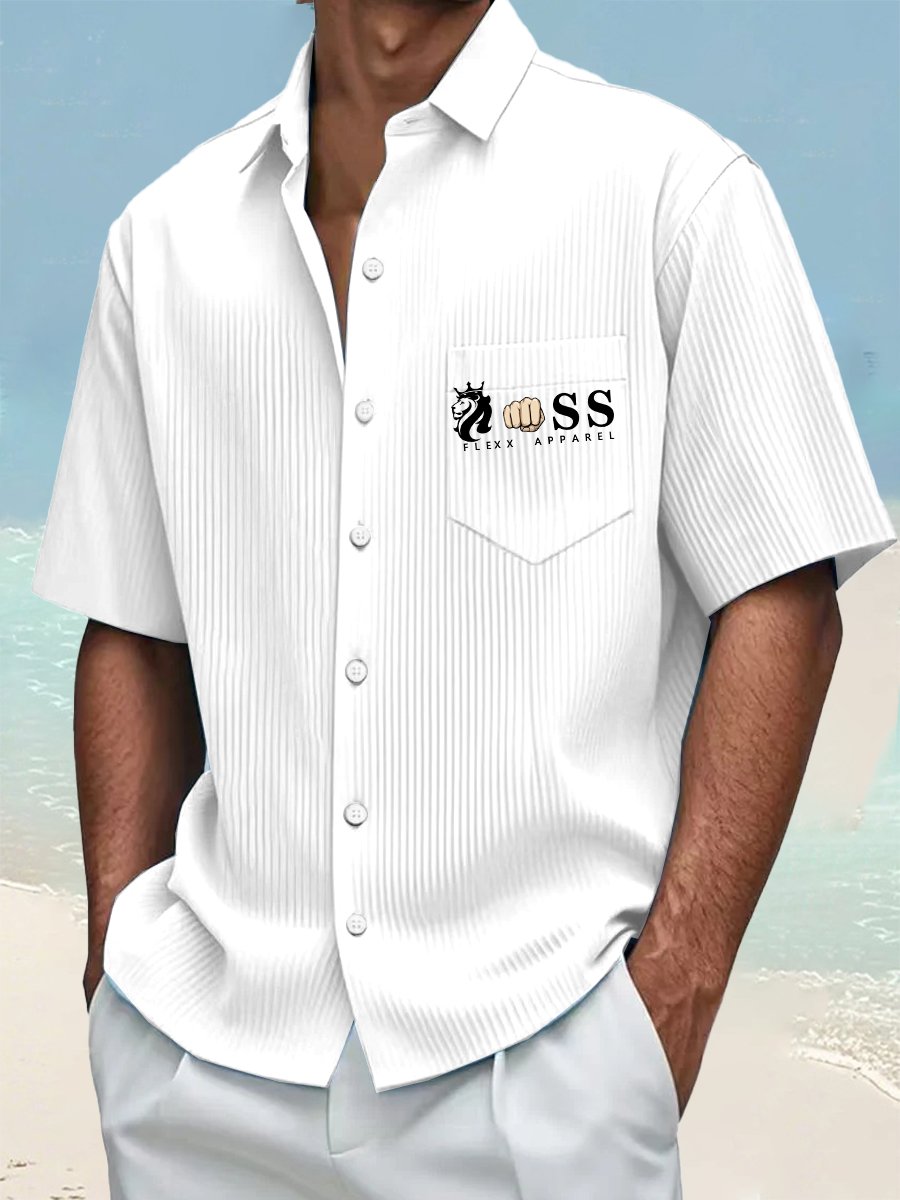 Camisa casual Contrast Color Holiday Ice a rayas para hombre