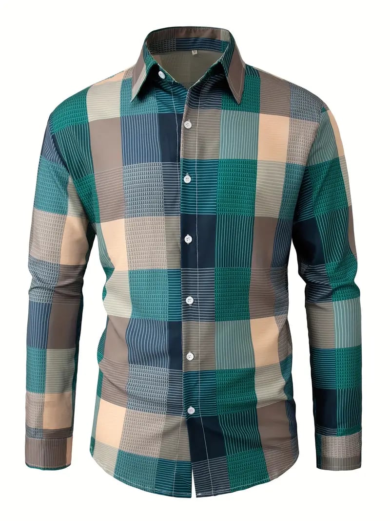 Camisa Street Style ejecutivo casual estampado de manga larga para hombre