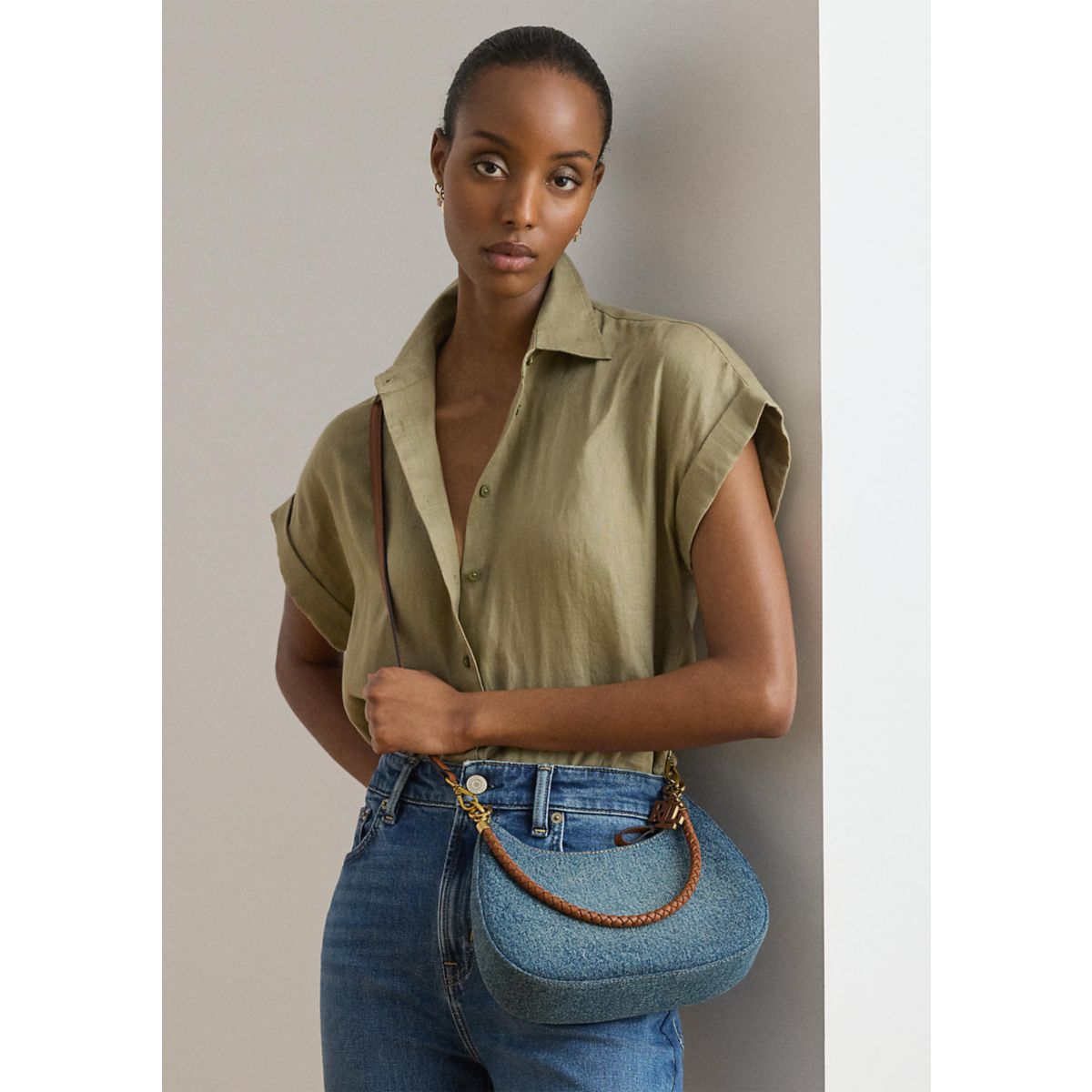 Denim Medium Marcy Zip Shoulder Bag - 1