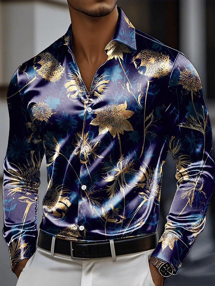 Camisa vintage de manga larga para hombre