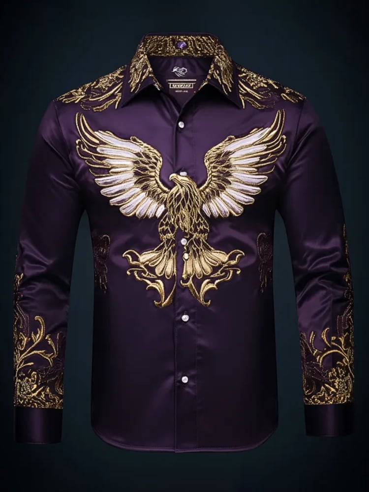 Camisa casual estampado de manga larga para hombre
