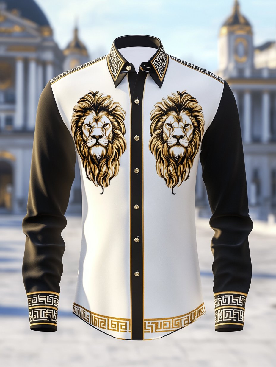 Camisa satén Luxe de manga larga con botones para hombre