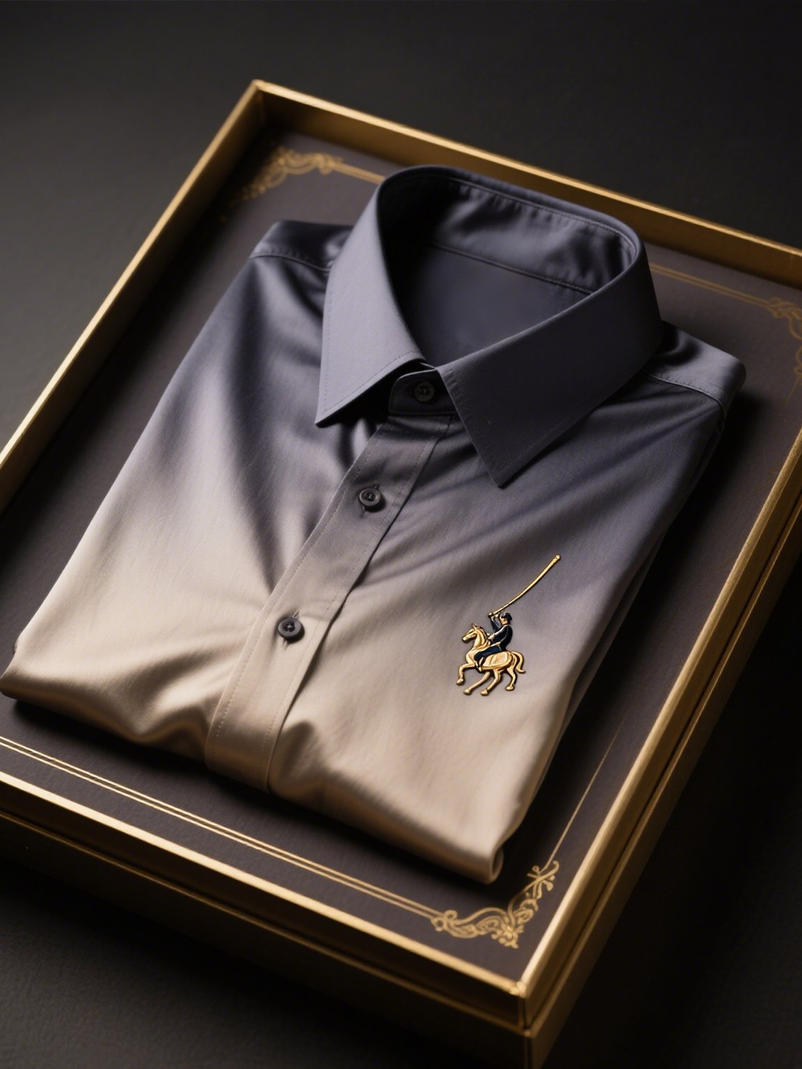 Camisa satén de lujo degradado ejecutivo rayas de manga corta Button para hombre