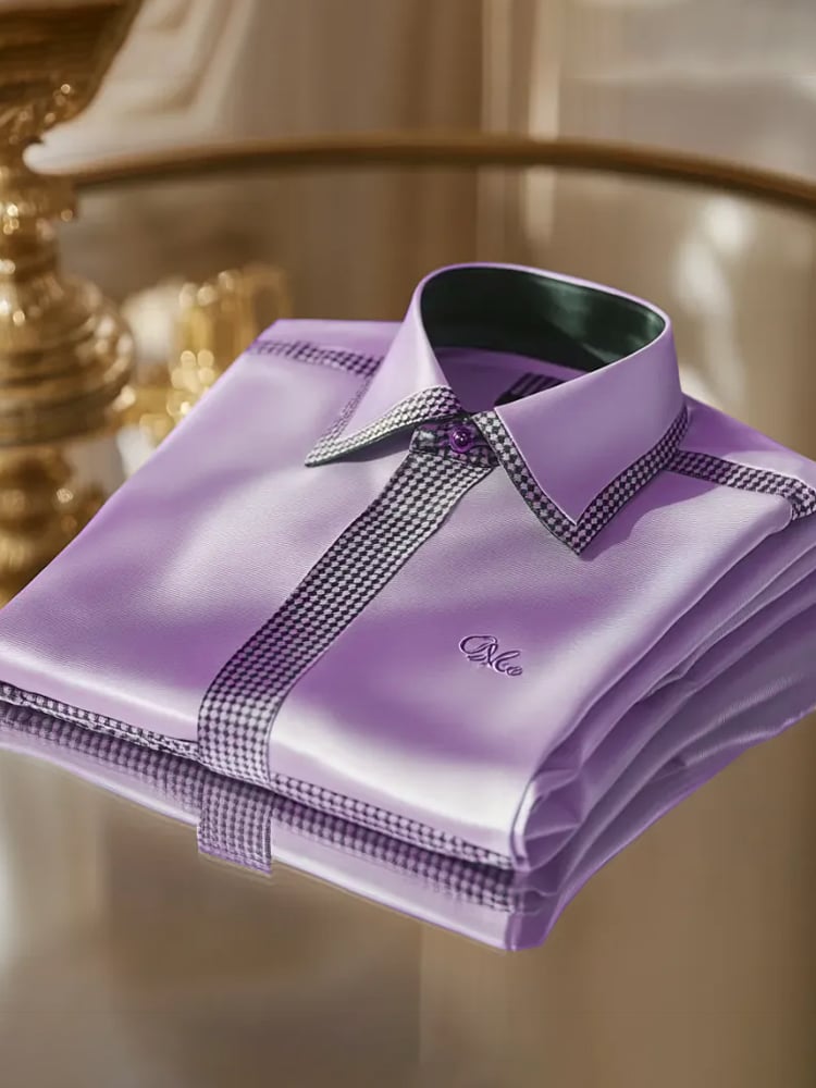Camisa seda ejecutivo de lujo de manga larga para hombre