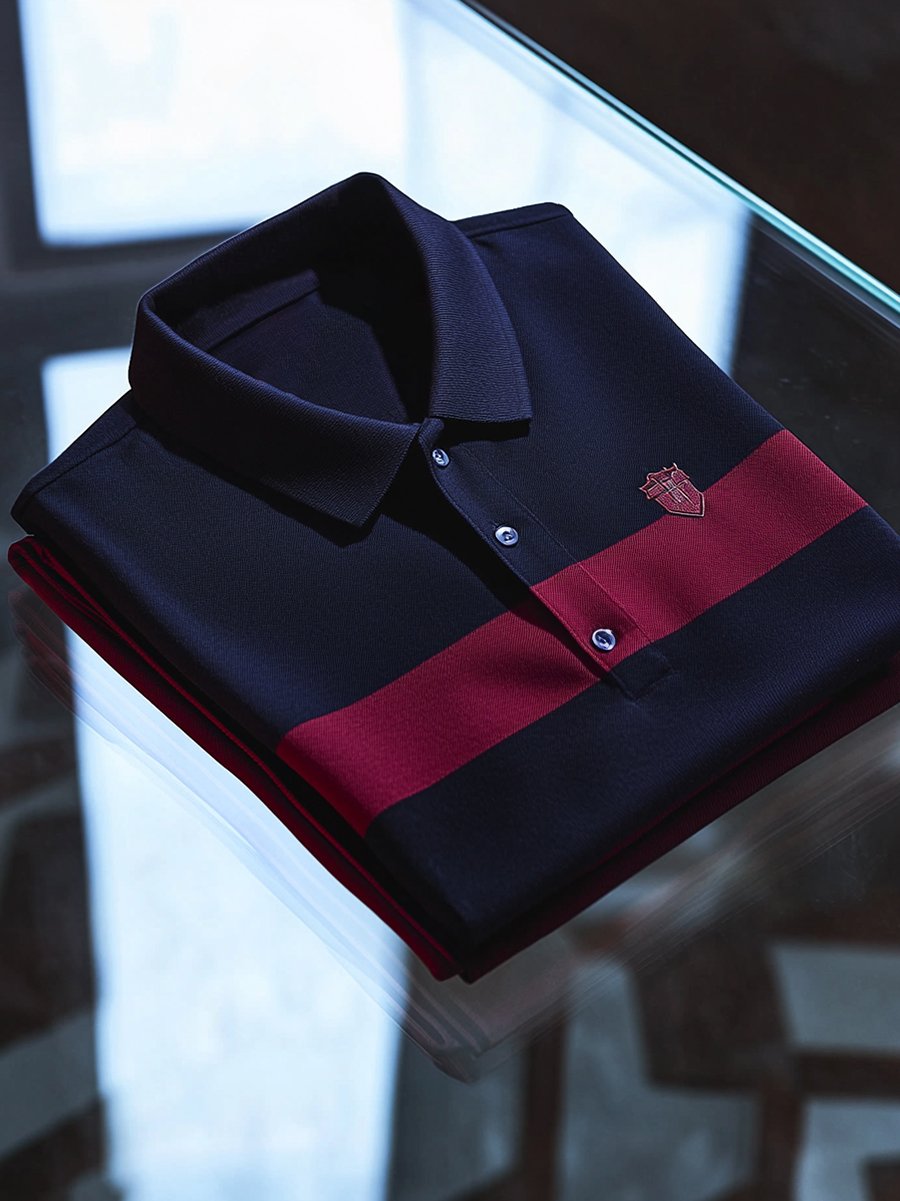 Camisa polo vintage ejecutivo de manga larga para hombre