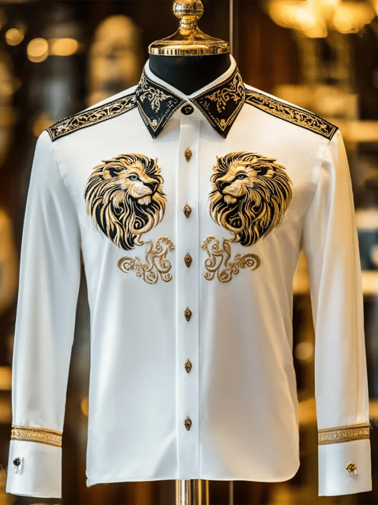 Camisa satén Luxe de manga larga con botones para hombre