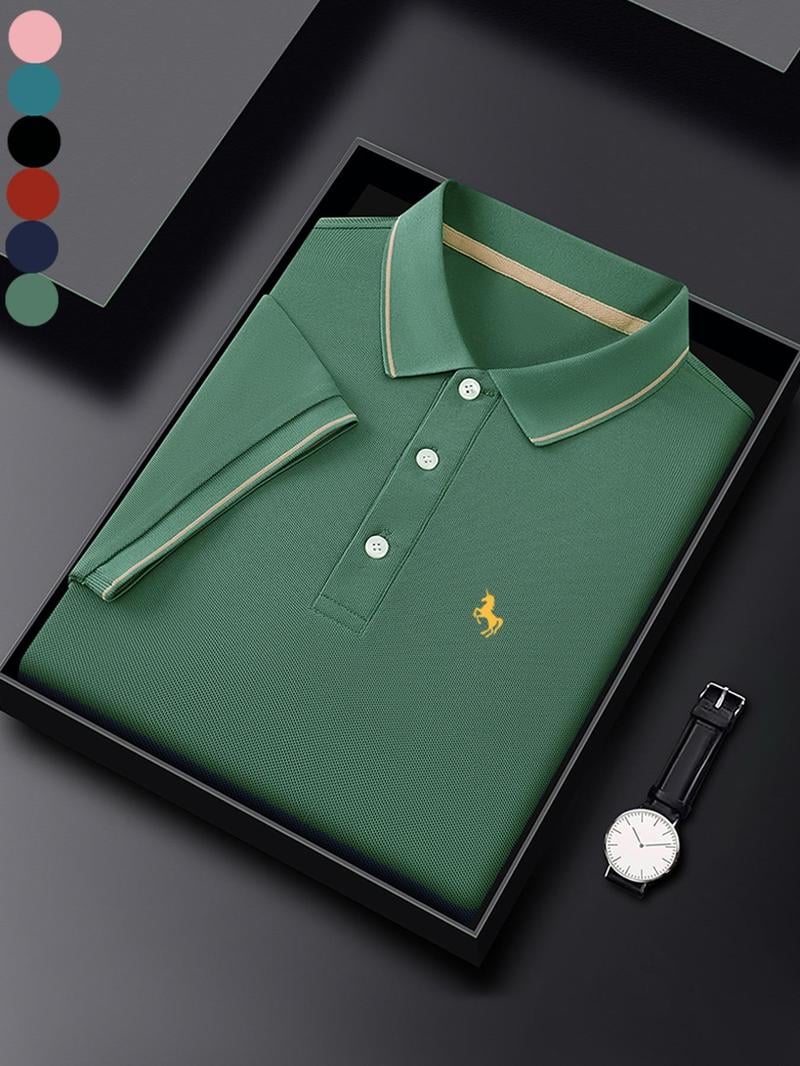 Camisa polo ejecutivo casual Logo Button de manga corta para hombre