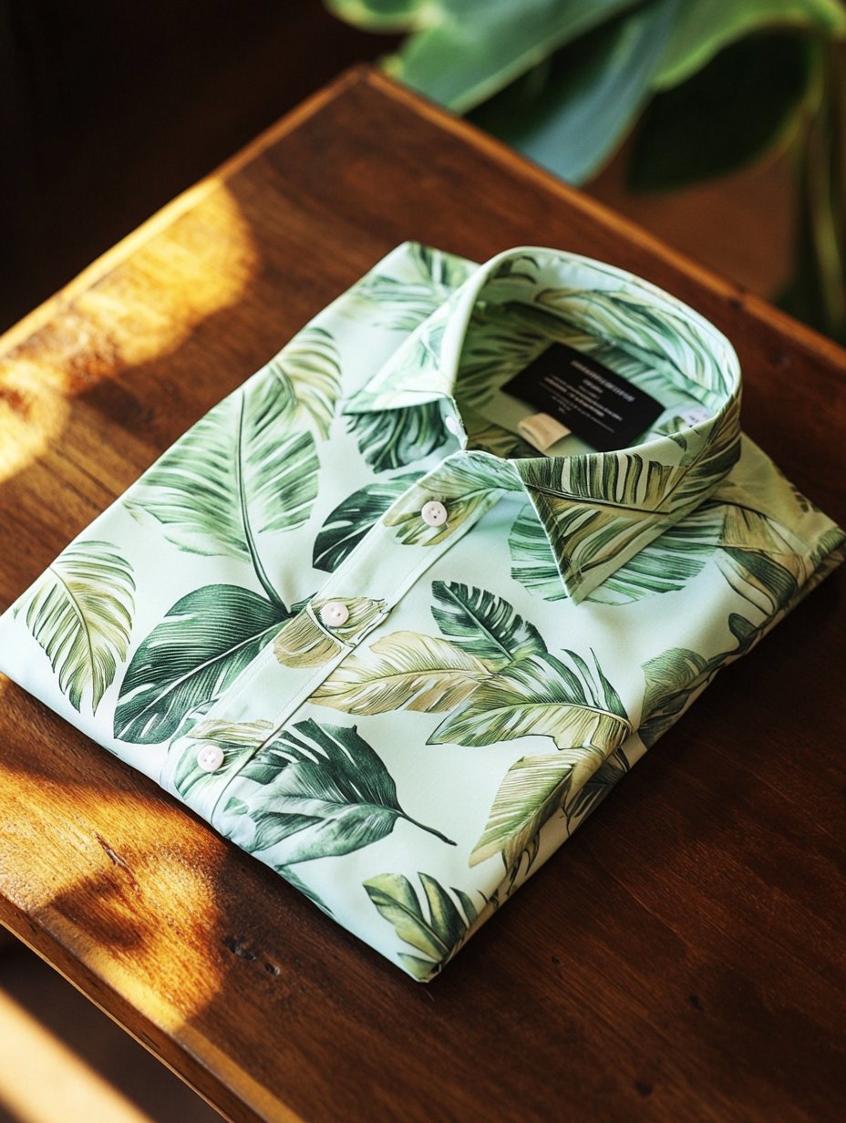 Camisa ejecutivo casual floral solapa de manga corta para hombre