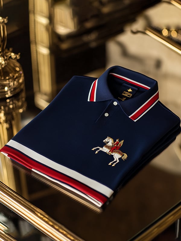 Camisa polo retro ejecutivo rayas estampado de manga larga para hombre