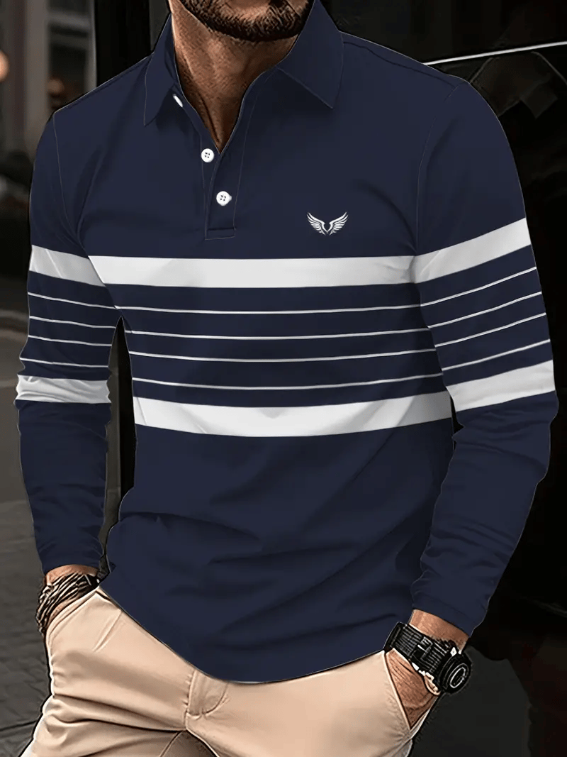Ejecutivo casual a rayas con botones Polo para hombre
