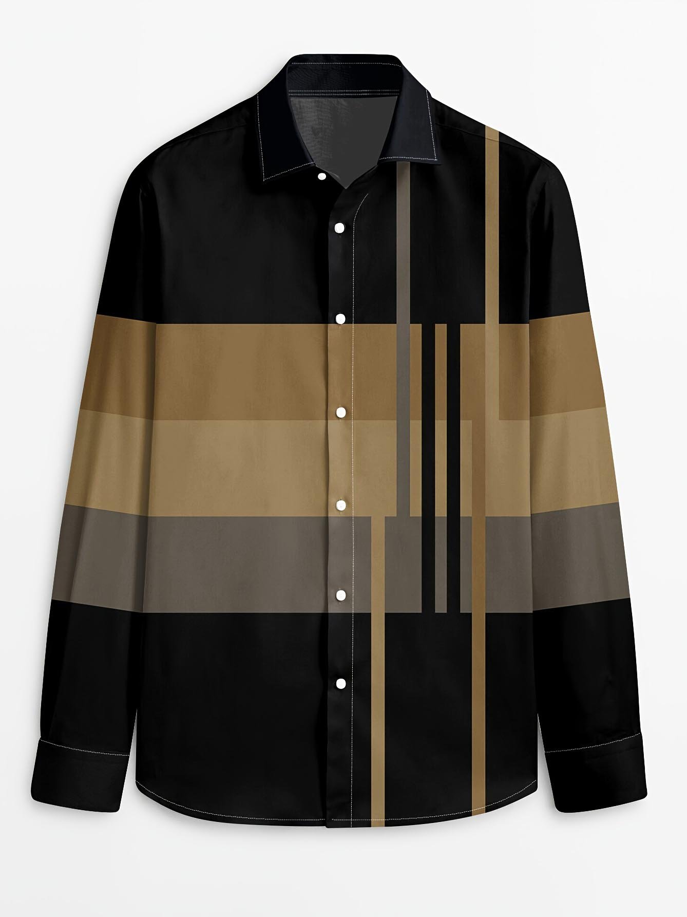 Camisa Street Style ejecutivo casual estampado de manga larga para hombre