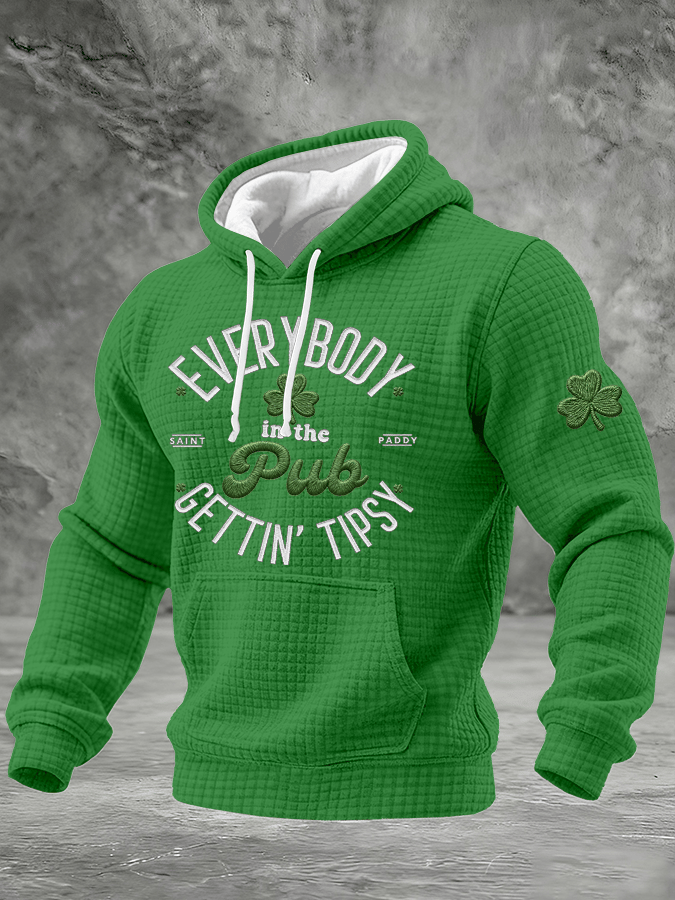Sudadera St. Patrick's Day estampado Checkered con gorrasucha para hombre
