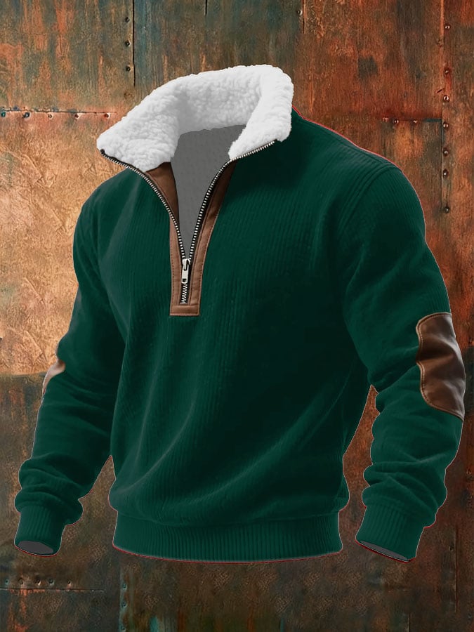 Sudadera tejidoted Fabric cierre Fur cuello para hombre