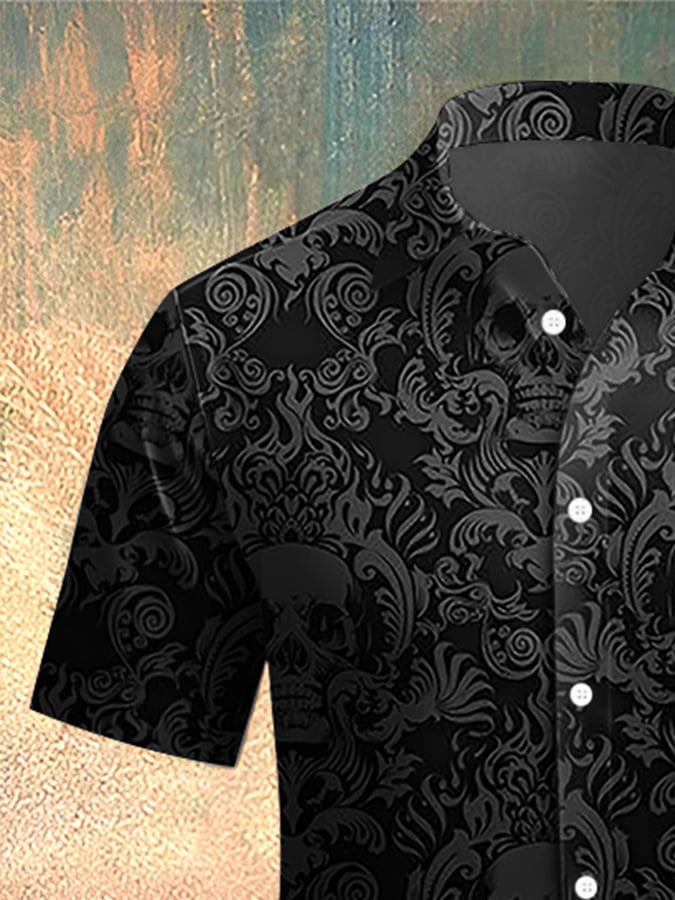 Camisa Skull estampado casual para hombre