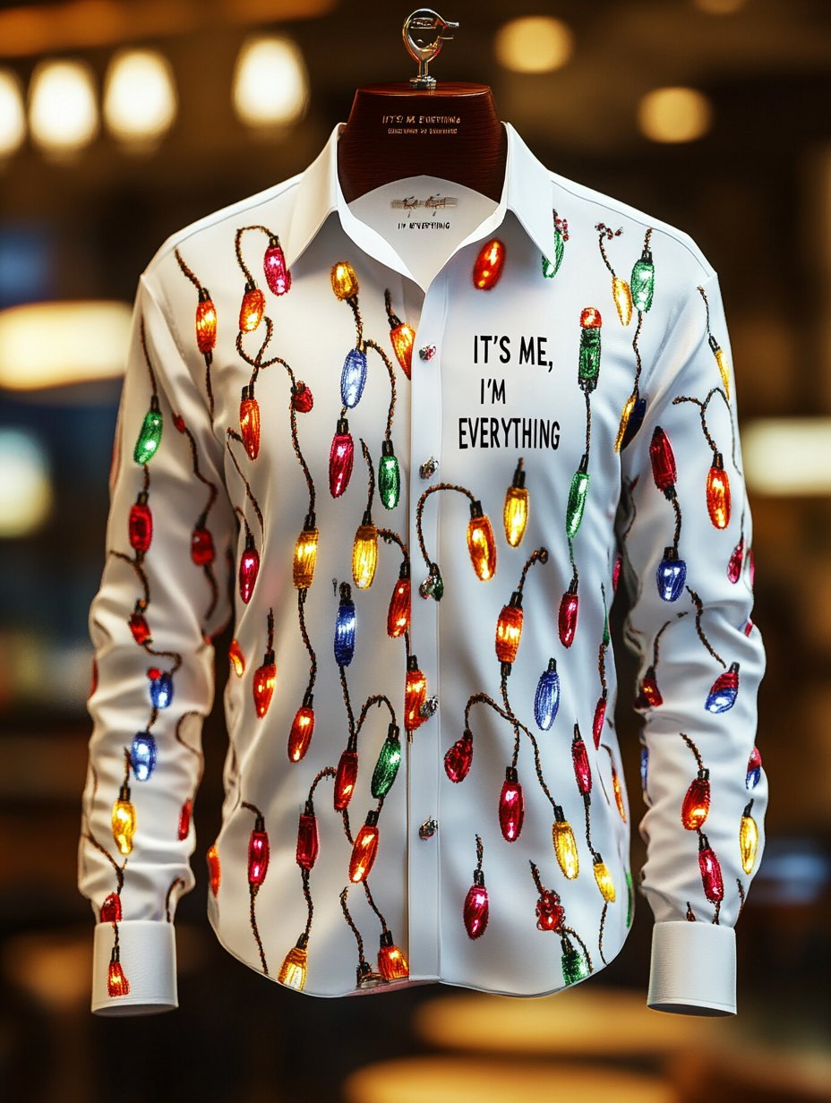 Camisa Christmas "IT'S ME, I'M EVERYTHING" estampado de manga larga para hombre