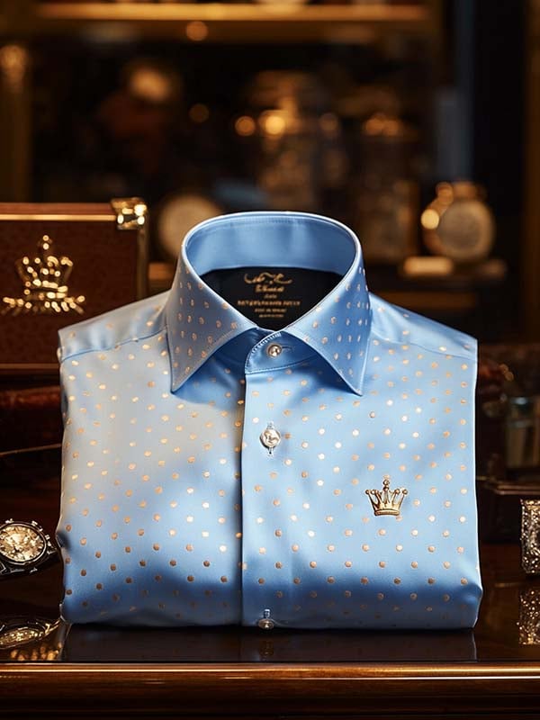 Camisa Polka Dots de manga corta con botones para hombre