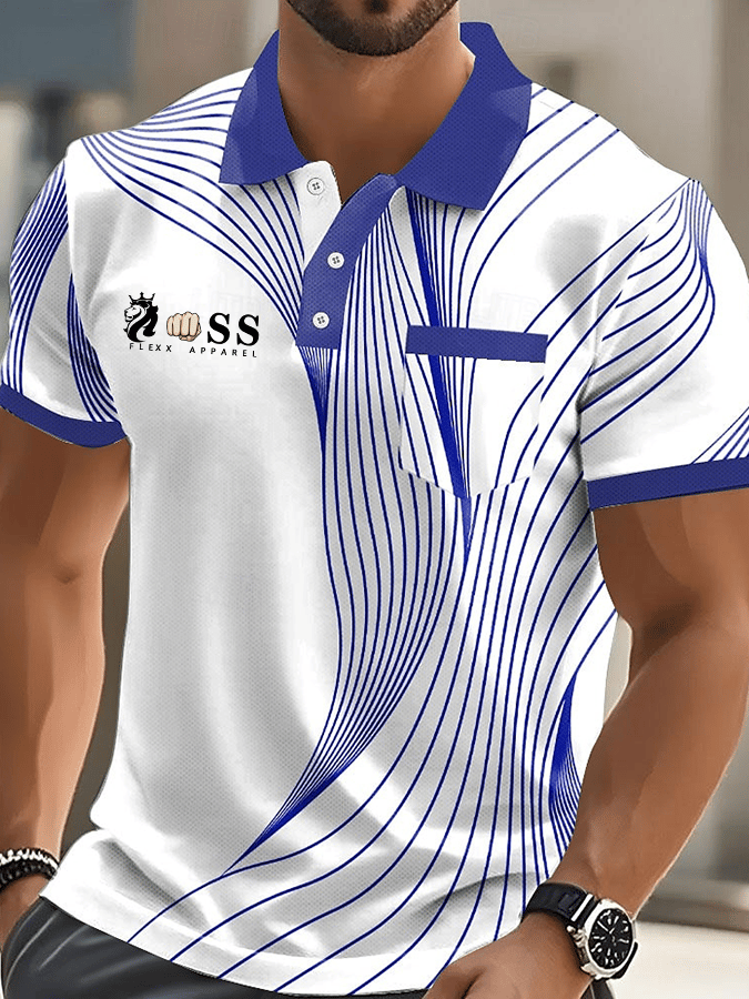 Camisa polo elegantee Letter estampado casual (With bolsillos) para hombre
