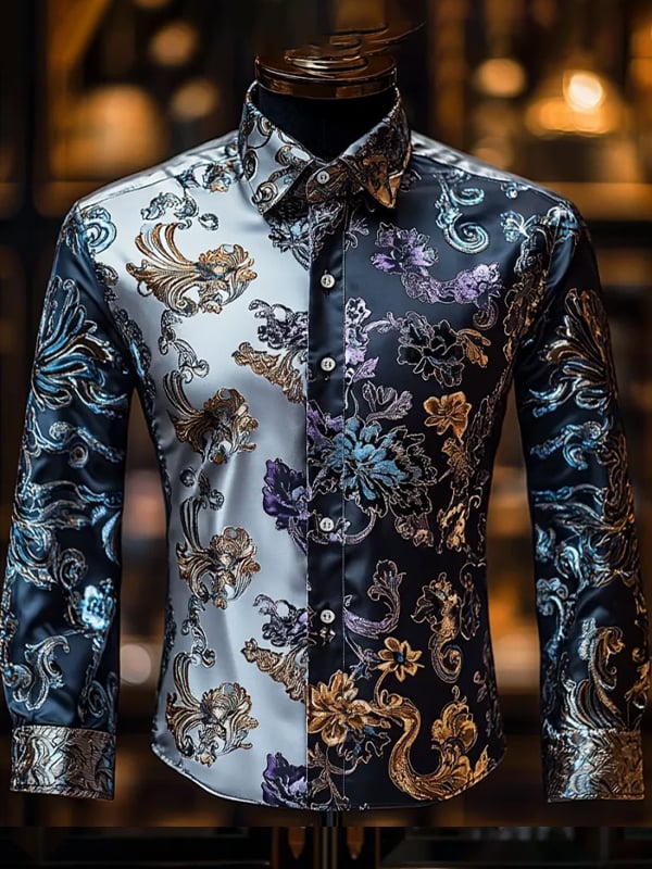 Camisa rayas estampado ejecutivo de manga larga para hombre