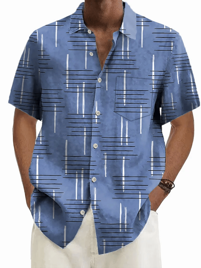 Camisa vintage Textured estampado casual (With Pockets) para hombre