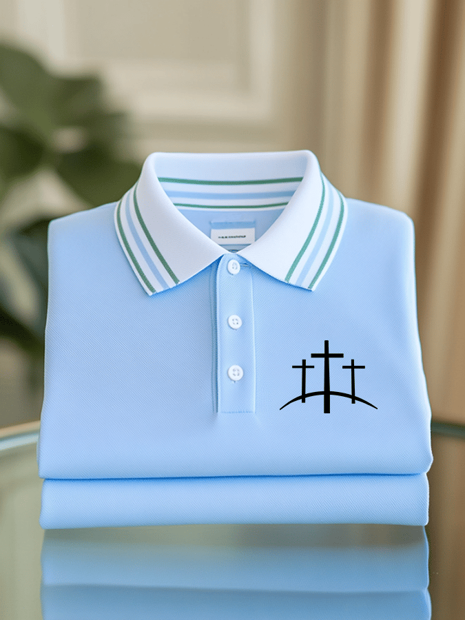 Camisa polo Faith estampado casual de manga corta para hombre