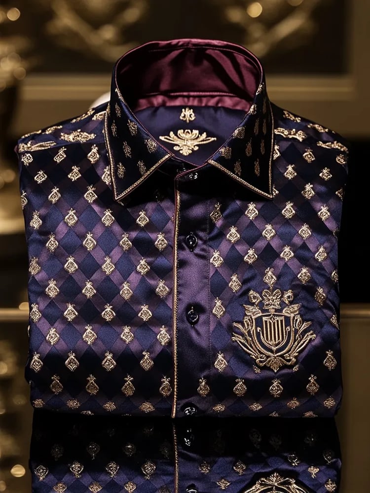 Camisa satén Luxe de manga larga con botones para hombre