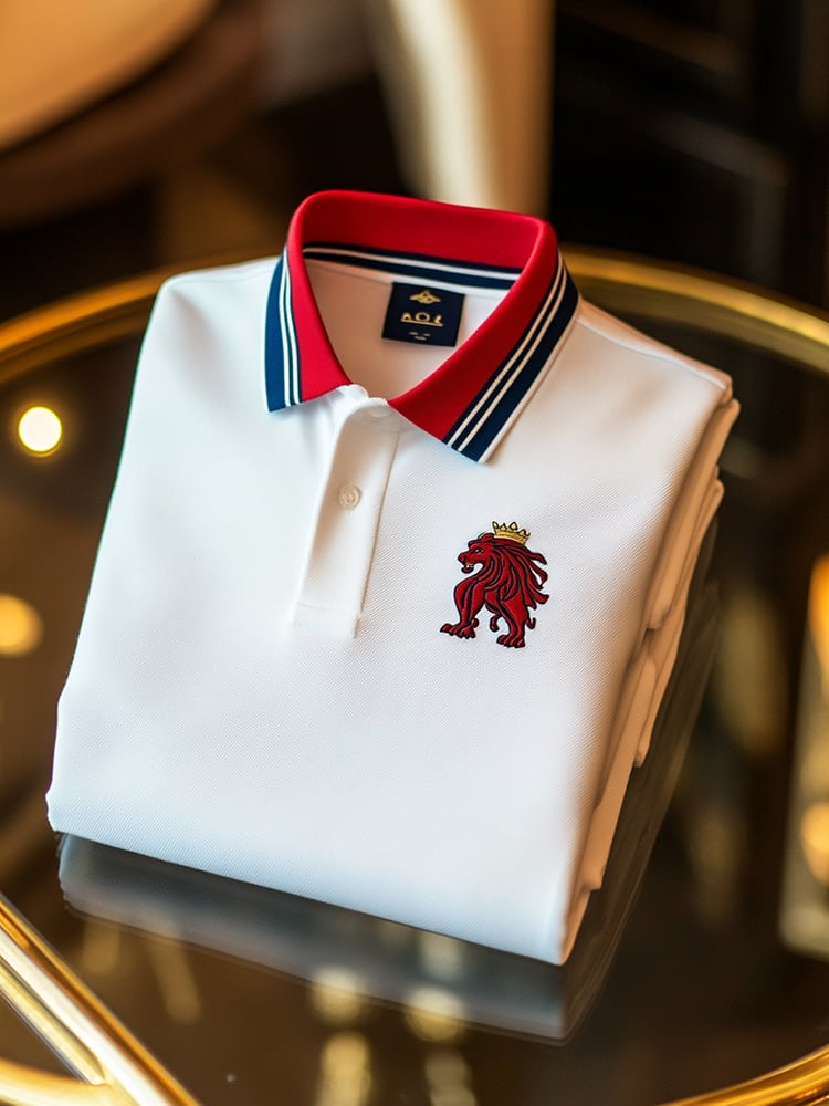 Camisa polo retro ejecutivo estampado de manga larga para hombre