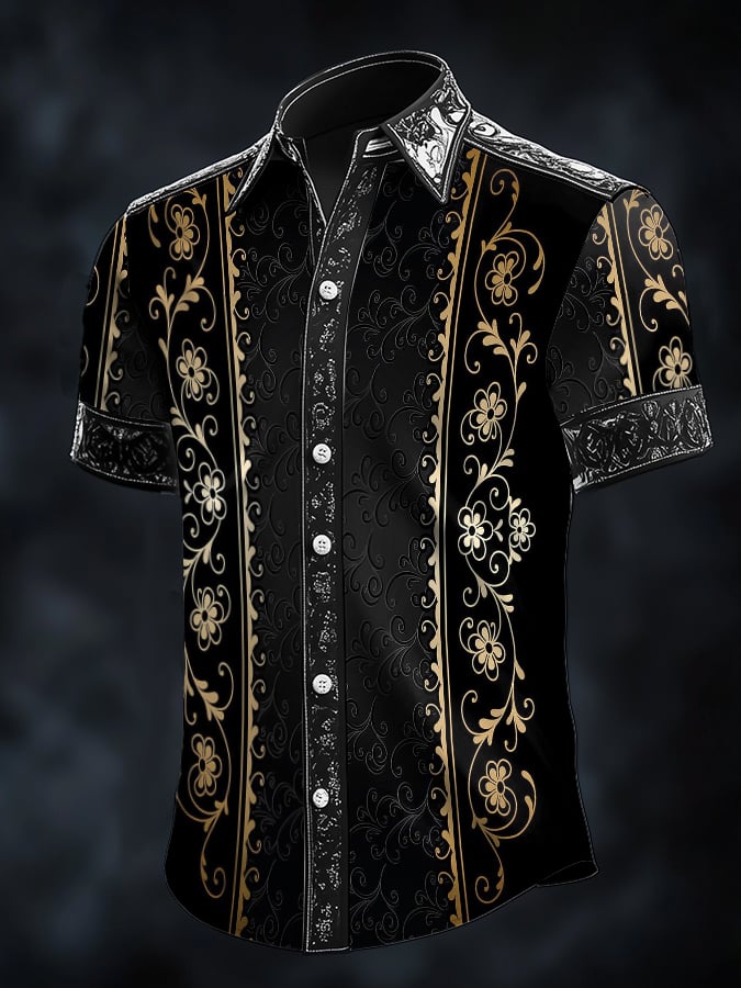 Camisa retro Baroque estampado Dark para hombre