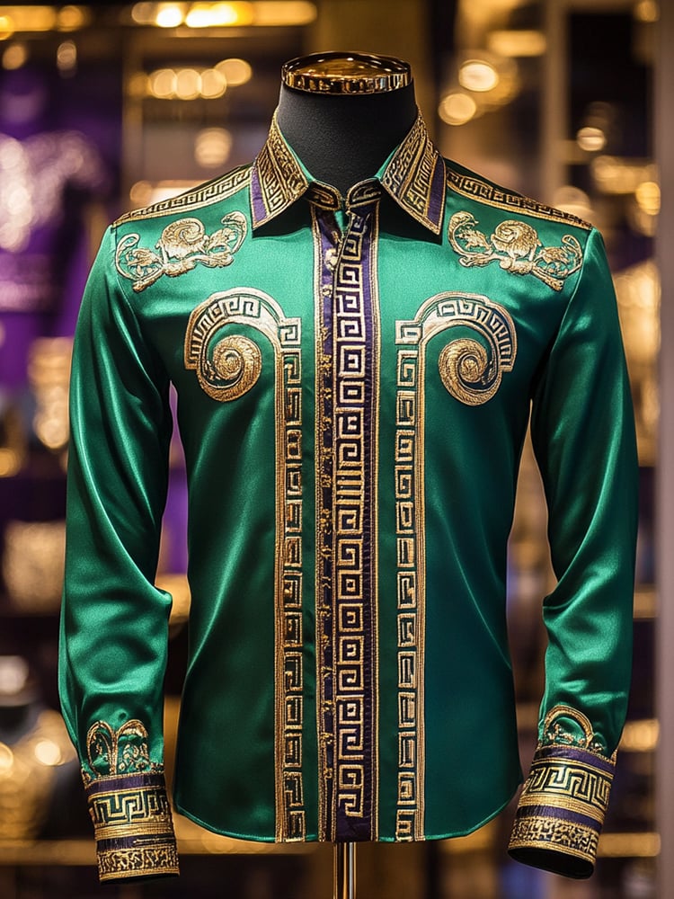 Camisa satén Luxe de manga larga con botones para hombre