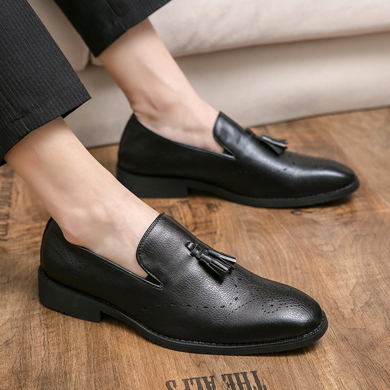 Zapatos retro casual British Carved Tassel cuero