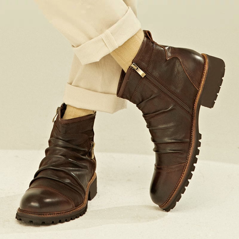 Botas PU cuero retro casual cierre High-top Martins