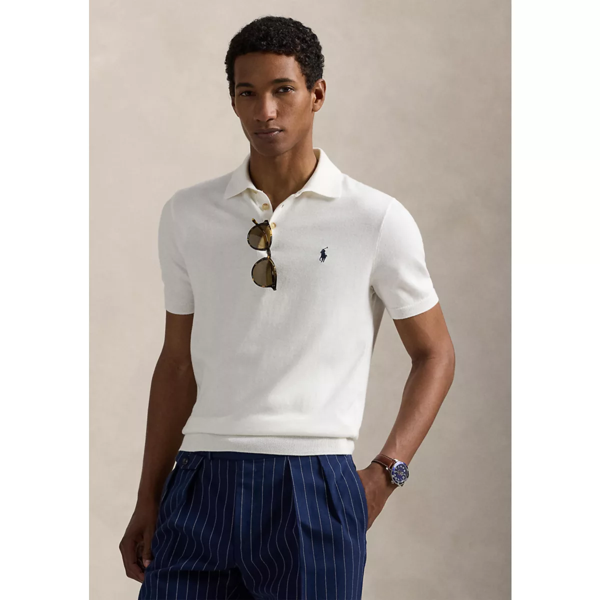 Cotton Polo-Collar Sweater - 6