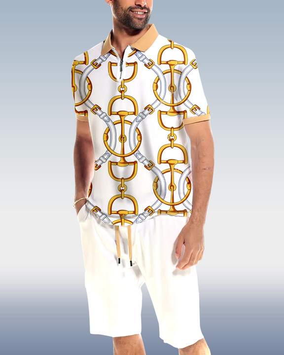 Camisa polo Chain 2 Piece shorts Set para hombre