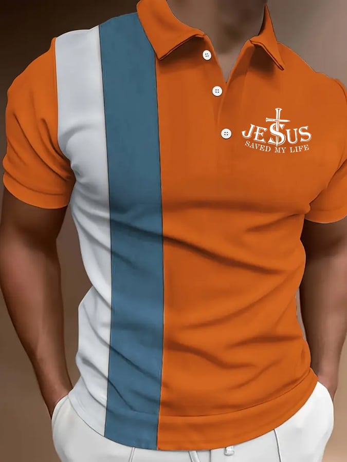 Camisa polo Jesus Saved My Life estampado para hombre