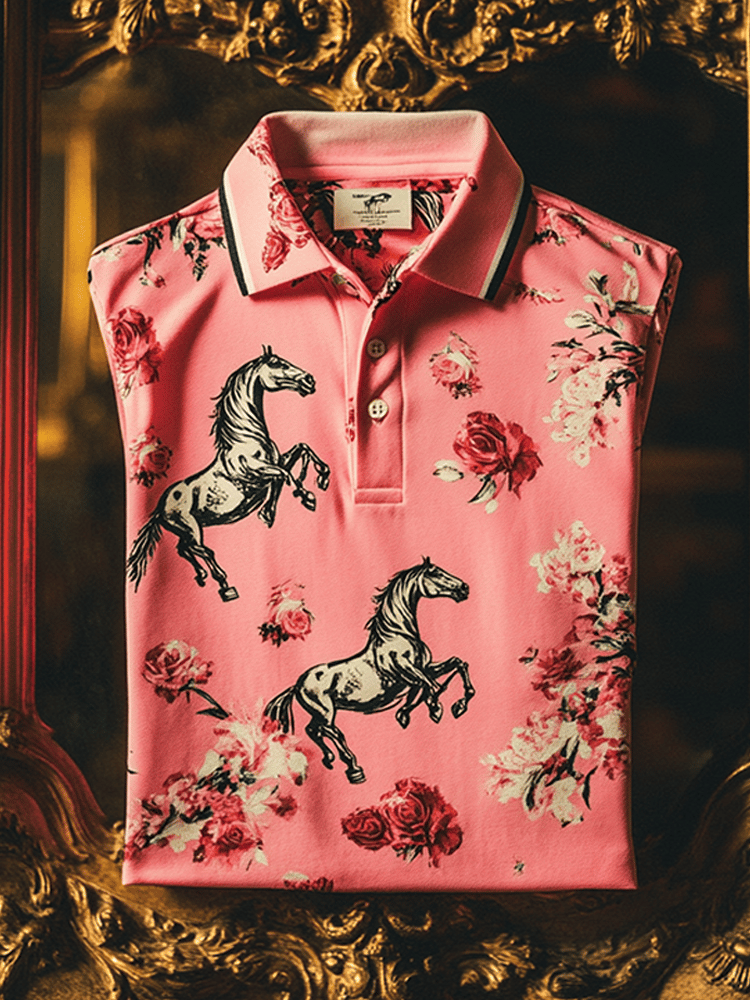 Camiseta Horse Racing de manga corta Polo para hombre