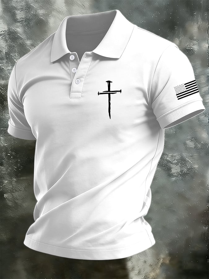 para hombre retro Faith casual estampado camisa polo