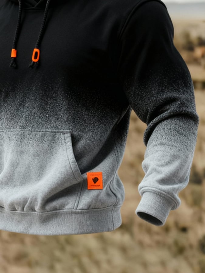 Sudadera elegantee degradado Contrast Color Hooded para hombre